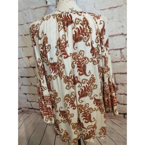 Natural Reflections Size Medium Paisley Gauze Tunic Viscose Boho Balloon sleeve - Picture 4 of 6
